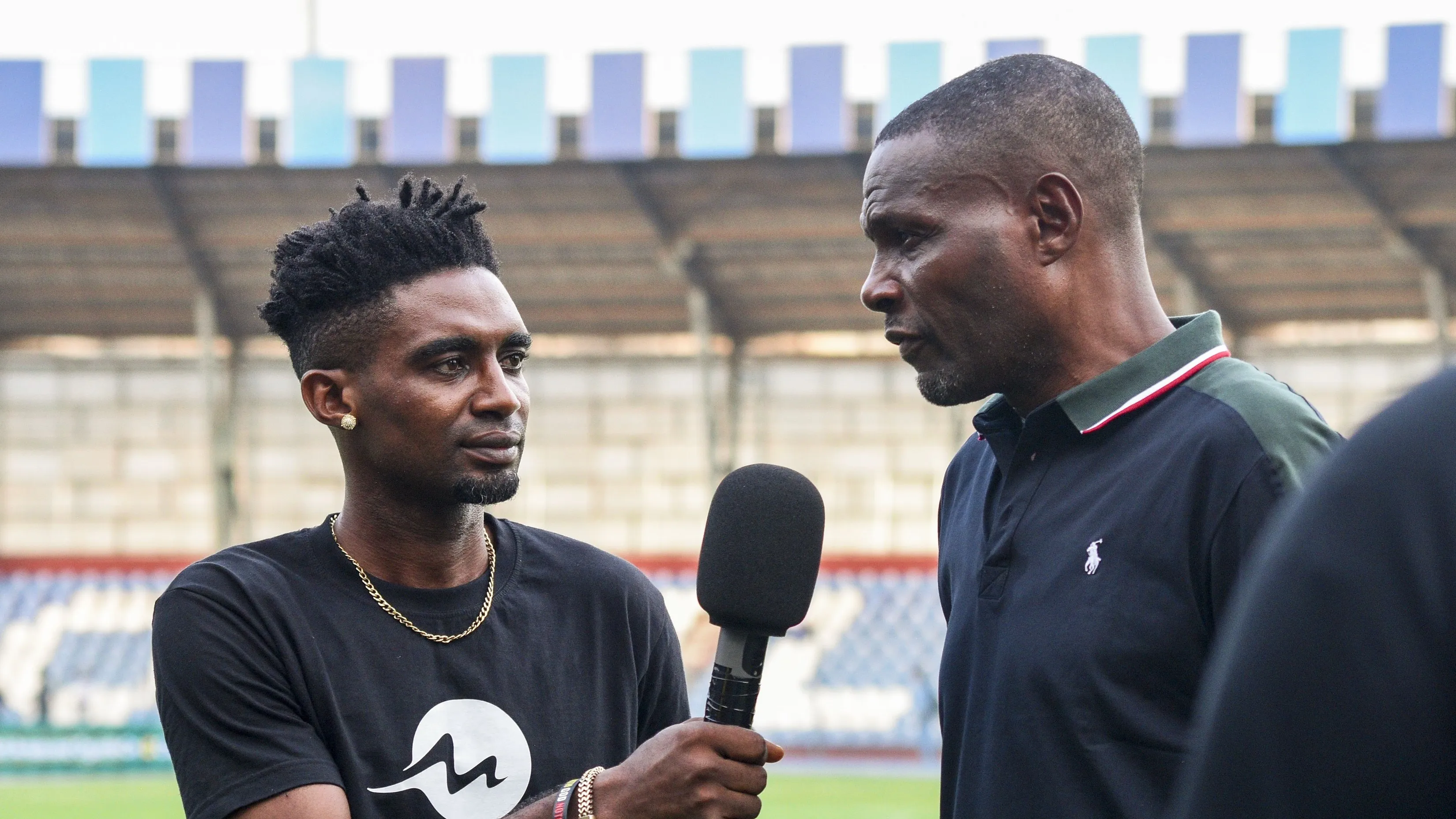 Post-match interview, pitch side